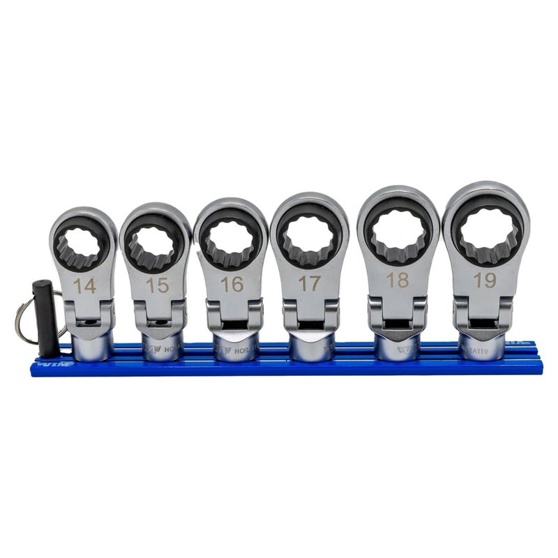 VIM 6 PC. 12PT Nano Flex Offset RATCHETING Attachment Set - 3/8" Drive (14-19MM) - Image 1