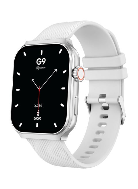 G9 Signature Unisex Smart Watch, 2.01” HD Display with IP67 Water Proof, Fitness Tracker with 107 Workout Options, 7+ Days Battery with Wireless Charging, Compatible with iOS & Android - White