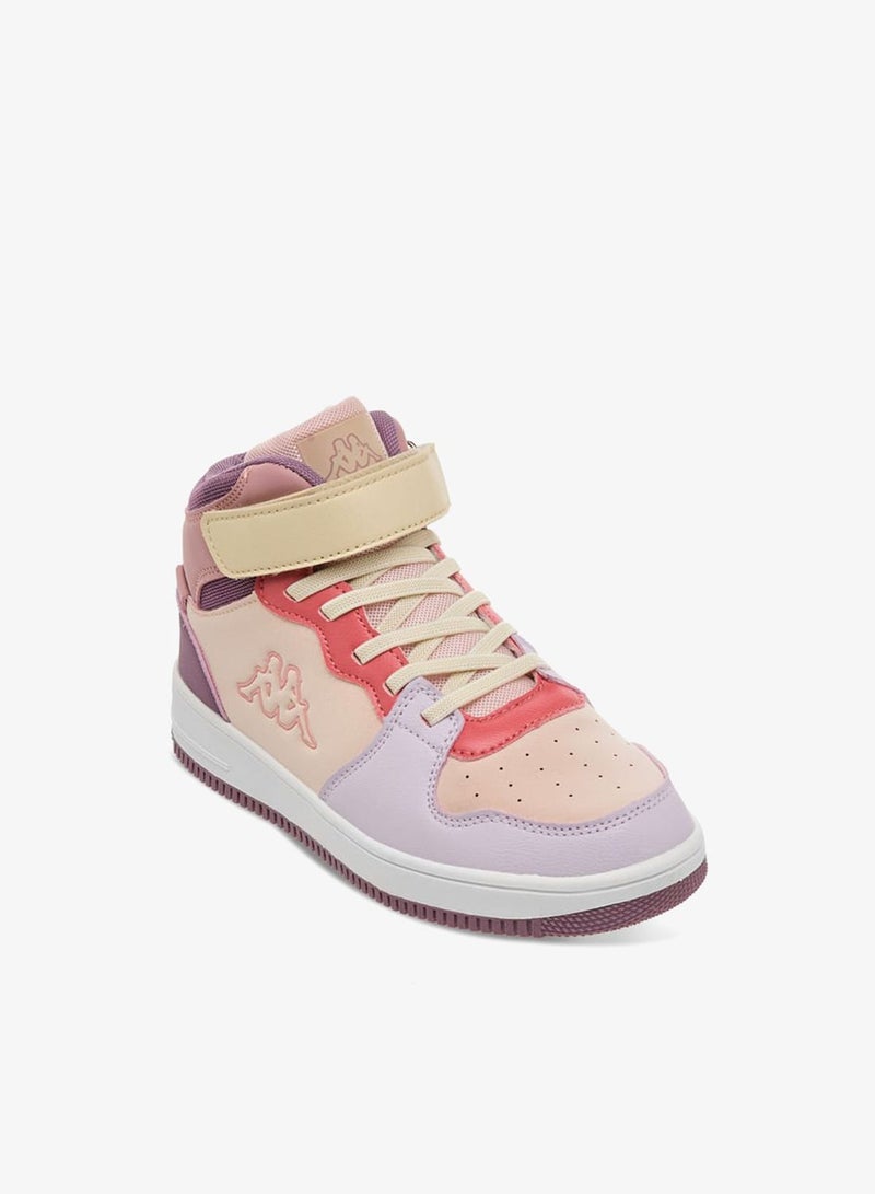 Kappa Girls' Panelled High Top Sneakers with Hook and Loop Closure - Image 2