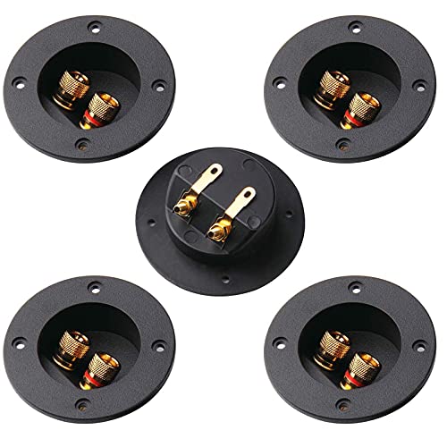 Arroyner 5Pcs 3-Inch Speaker Box Terminal Cup DIY 2-Way Speaker Box Terminal Binding Post Round Spring Cup Connector - Image 1