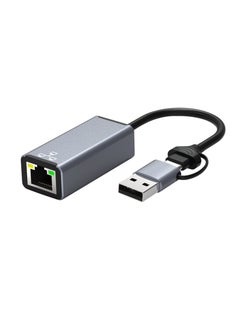 SYOSI محول USB إلى Ethernet، محول USB C إلى Ethernet، شبكة LAN مزدوجة USB A/USB C إلى RJ45 Type-C بسرعة 100 جيجابت، محول مناسب لأجهزة MacBooks Pro 2020 وMacBooks Air وMacBooks OS 10.11-10.15 Windows  - Image 1