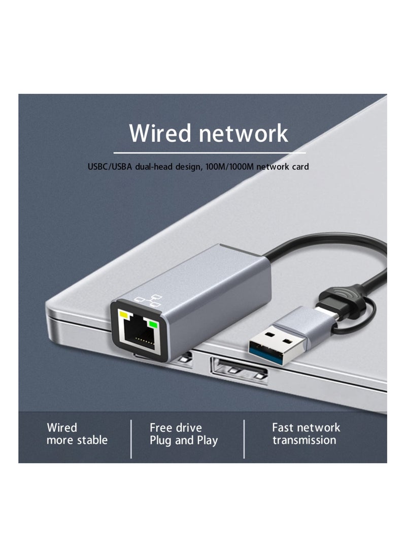 SYOSI USB to Ethernet Adapter, USB C to Ethernet Adapter, Dual USB A/USB C to RJ45 Type-C 100 Gigabit Ethernet LAN Network, Adapter Fit for MacBooks Pro 2020 MacBooks Air MacBooks OS 10.11-10.15 Windows  - Image 3