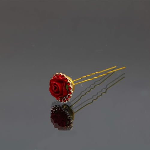 Rapidsflow Bridal Hair Accessories/Juda pins For Hair For Women And Girls (Red) Set Of 12 Pins - Image 3