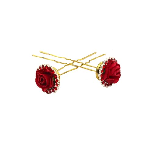 Rapidsflow Bridal Hair Accessories/Juda pins For Hair For Women And Girls (Red) Set Of 12 Pins - Image 5