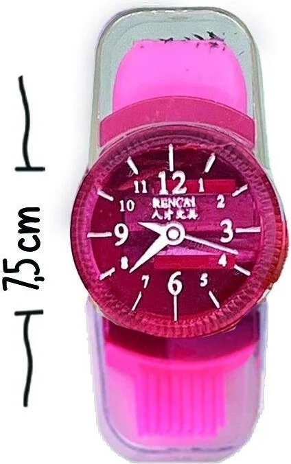 كاغيت جيمي دوكان Pink Clock-looking Pencil Sharpener Eraser Brush 3 in 1