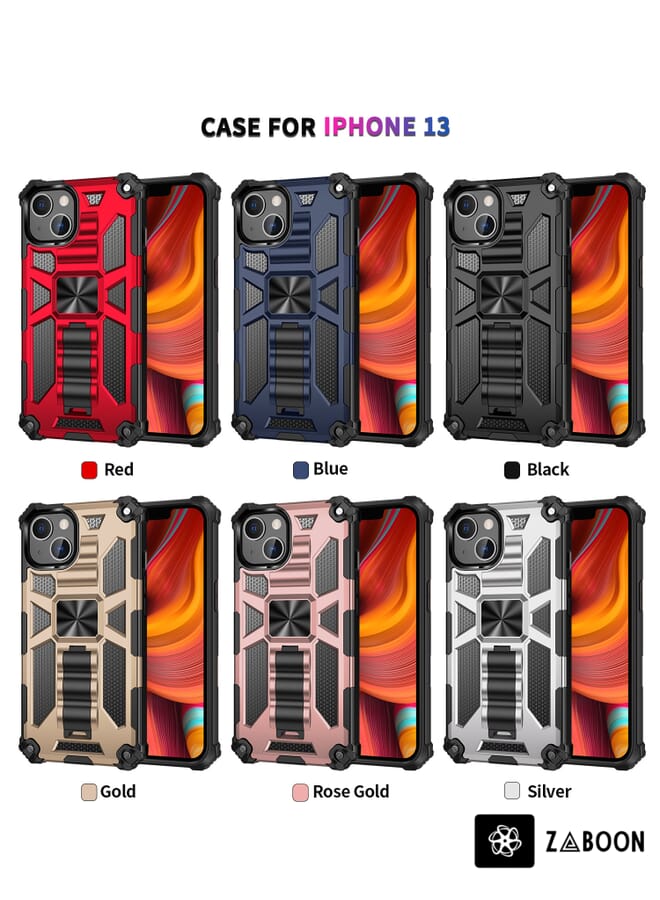 Zaboon Protective Case Cover For iPhone 13 mini Armor Shockproof TPU + PC Magnetic Protective Case with Holder - Image 2