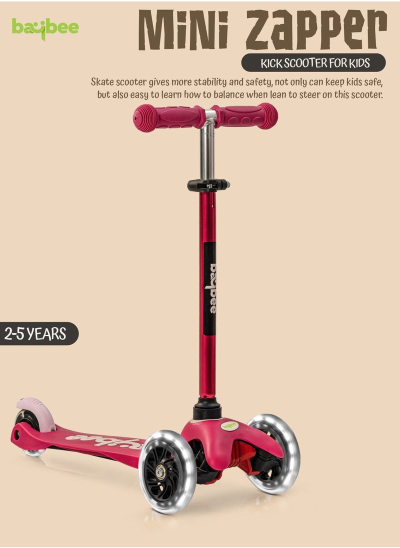 Baybee Mini Zapper Kick Scooter for Kids 3 Wheel Kids Scooter with Height Adjustable Handle with LED PU Wheels Rear Brake Runner Skate Scooter for Kids 2 to 5 Years Boy Girl Pink - pzsku/ZD1D5279D9E92F10D9899Z/45/_/1682572611/d9da3e40-f6e7-4c6b-a718-55b9a0ad9ed0