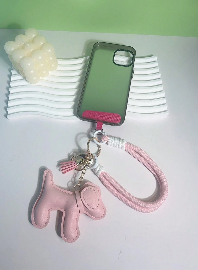سلسلة مفاتيح بتصميم كلب لطيف باللون الوردي - Image 2
