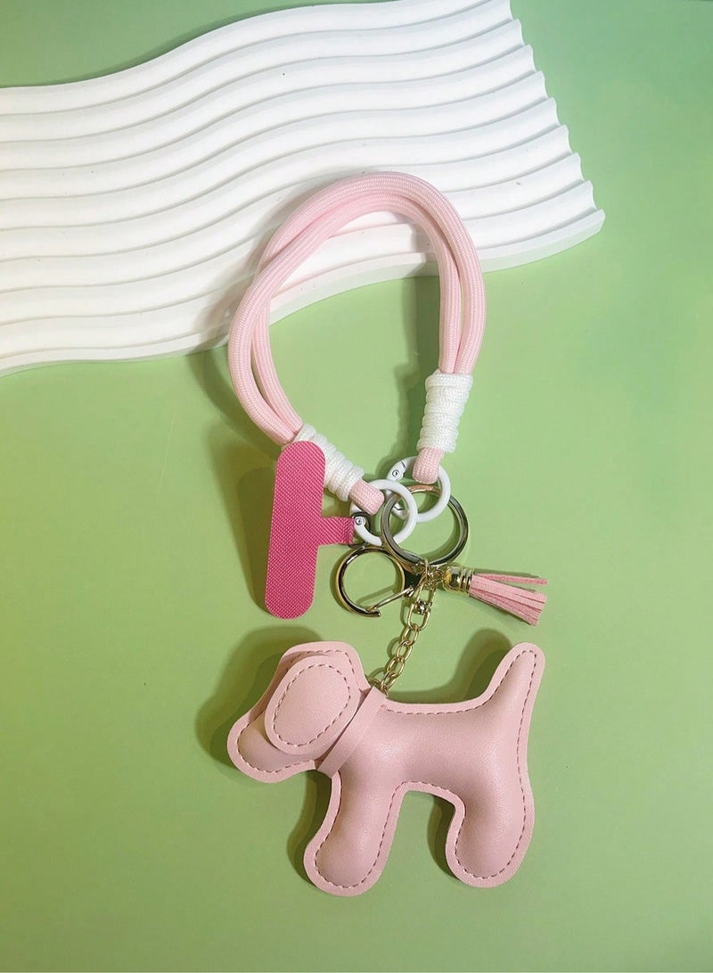 سلسلة مفاتيح بتصميم كلب لطيف باللون الوردي - Image 4
