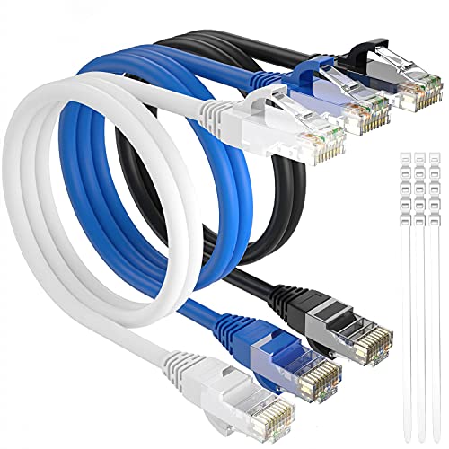 Adoreen 1 Ft-3 Pack Cat 6 Ethernet Cable, High Speed Short Patch Cables, Multi Colors, Male-to-Male, Indoor, 1 Count, ELECTRONIC CABLE - Image 1