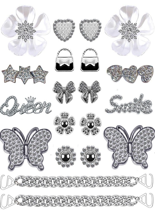 BKKrit 20Pcs Shoe Charms for Women Girls,Golden Bling Charms for Sandals, Plastic, No Gemstone - Image 1
