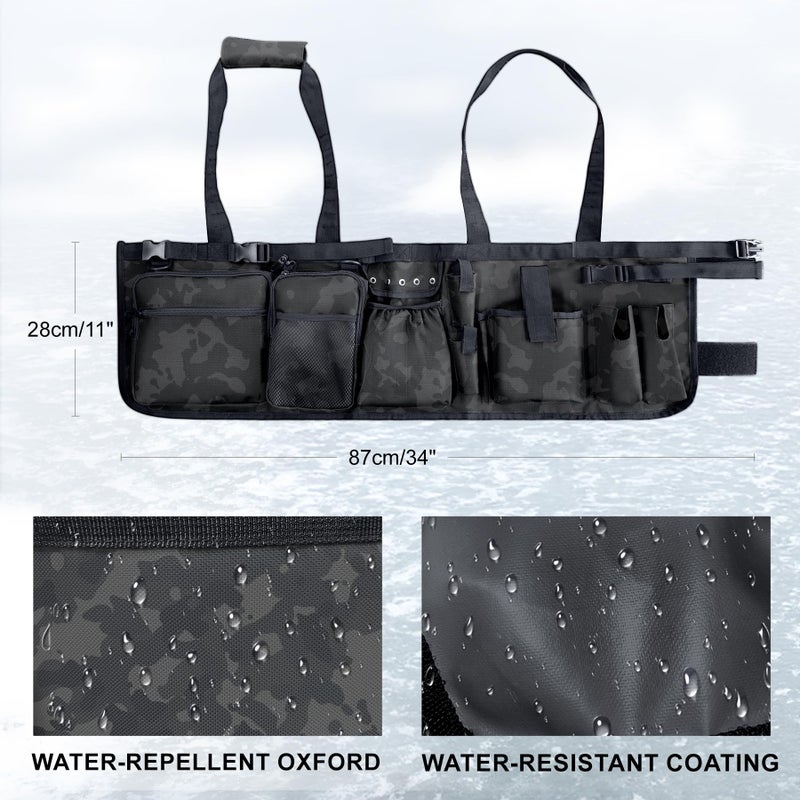 WTVIDAS Fishing Bucket Organizer with Top Cover, Ice Fishing Tackle Bag with Rod & Plier Holder, Multi-Pockets for 5 Gallon Bucket Fish Gear & Accessories - Image 3