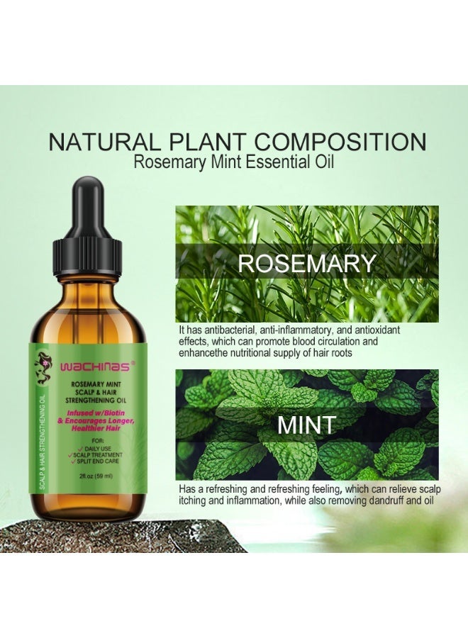 wachinas Rosemary Mint Scalp & Hair Strengthening Oil Infused W/Biotin & Encourages Growth 59ml - Image 4