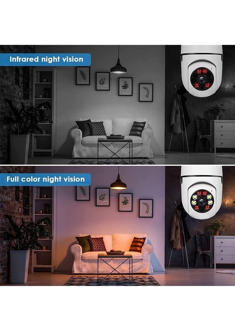 Generic - Home Tovnet Light Bulb Security Camera Wireless 2.4Ghz Wifi Pan/Tilt 360 Degree PTZ Camera 1080P HD Panoramic Cam, with 2-Way Audio & Motion Detection & Night Vision & Siren Alarm - Image 1