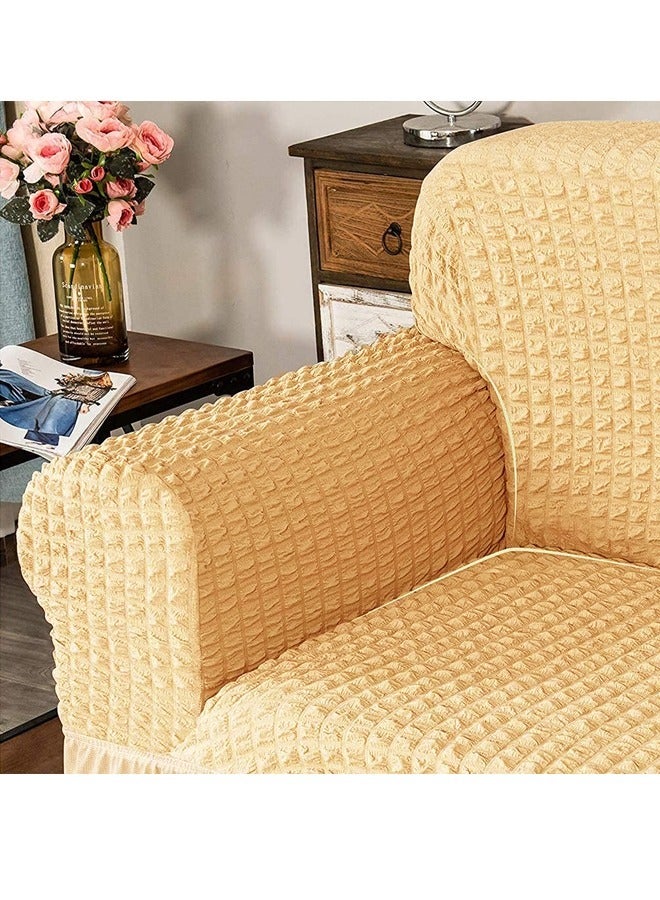Arabest Elastic Sofa Cover with Skirt,Stretch Sofa Slipcover Furniture Protector Washable Soft Couch Cover for Living Room Elastic Fabric Sofa Cover with Skirt, For Living Room Bed Room For one seater sofa(Beige) - Image 5