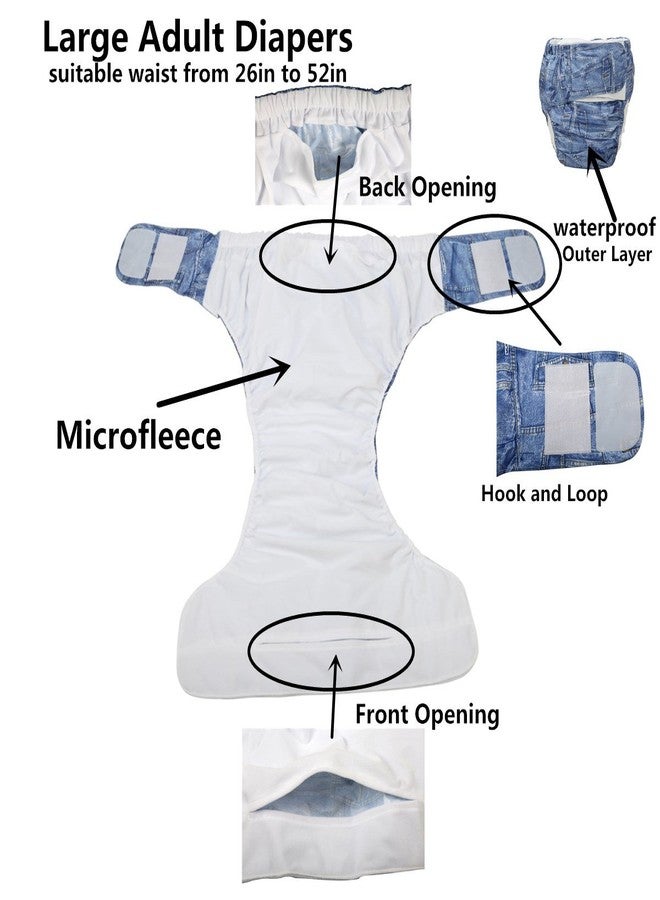 Sigzagor Large Teen Adult Cloth Diaper Nappy Reusable Washable for Disability (White (Large 26in to 50in - Image 5