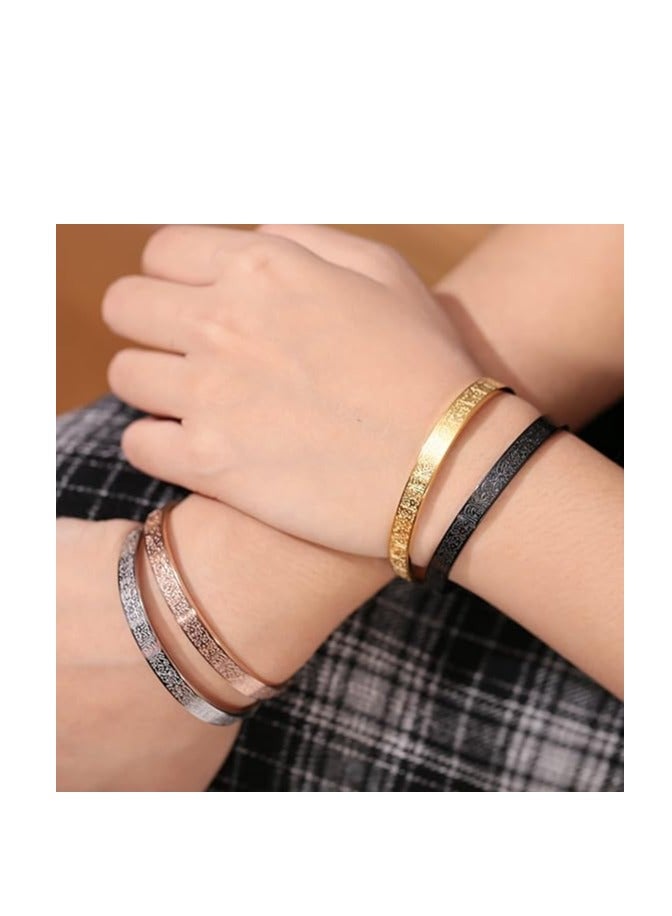 شوداي أساور ذهبية بتصميم آية الكرسي بخط لعربي للنساء والرجال من شوداي، هدايا مجوهرات إسلامية للنساء، سوار كهدية إسلامية للعيد ورمضان ورأس السنة الجديدة للجنسين - Image 4