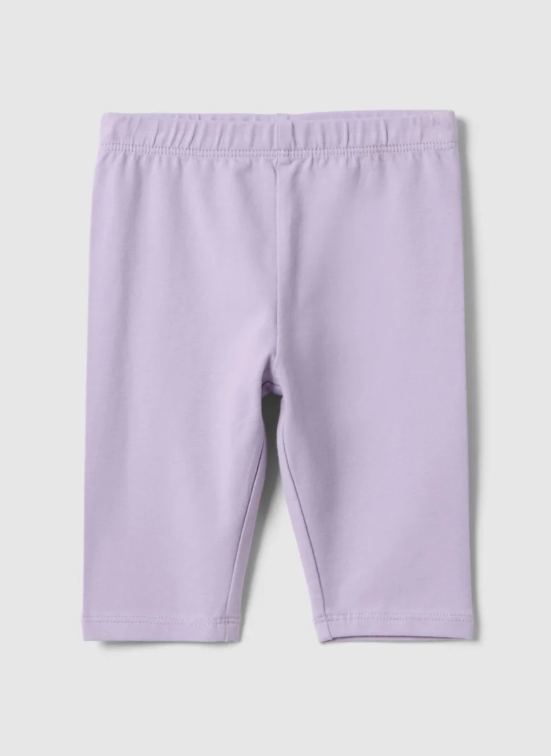 او في اس Ovs Girls' Purple Stretch Cotton Leggings With Skinny Fit