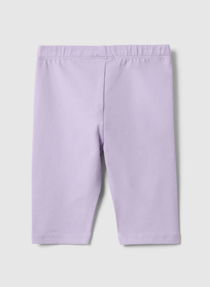 او في اس Ovs Girls' Purple Stretch Cotton Leggings With Skinny Fit