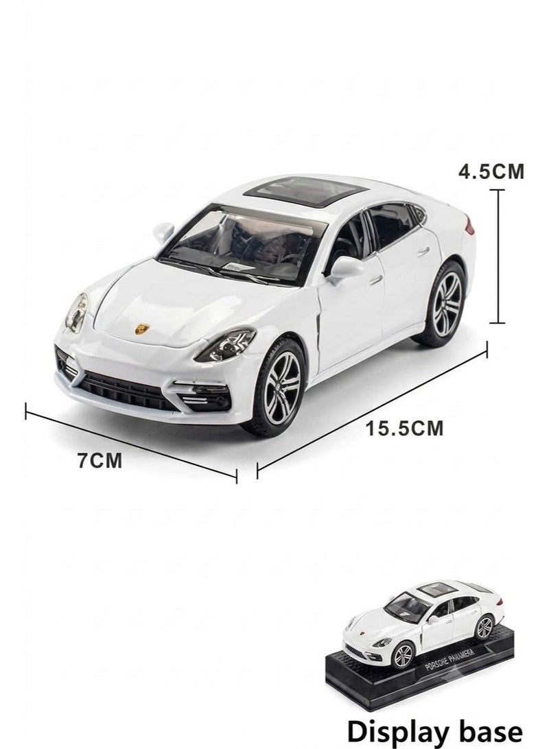 بورشه Panamera Metal Diecast Toy Car 1:24 with Opening Doors, Pull Back, LED Lights & Sound, White - Image 4