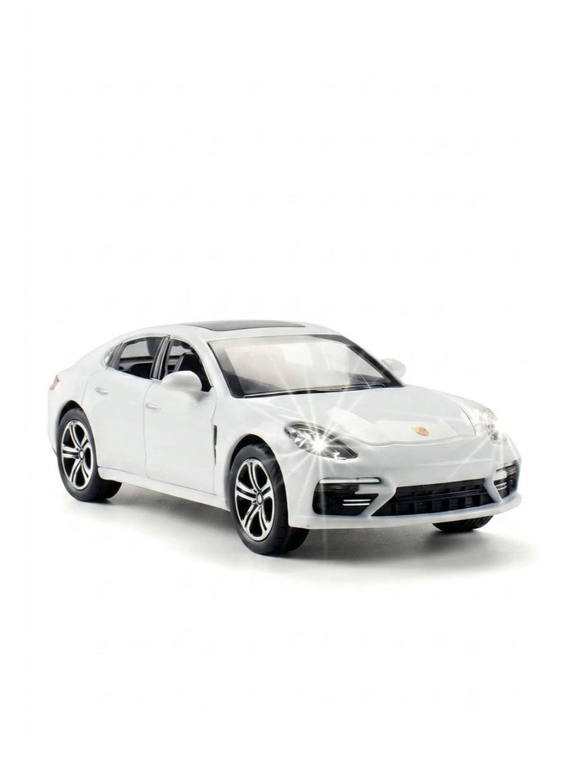 بورشه Panamera Metal Diecast Toy Car 1:24 with Opening Doors, Pull Back, LED Lights & Sound, White - Image 3