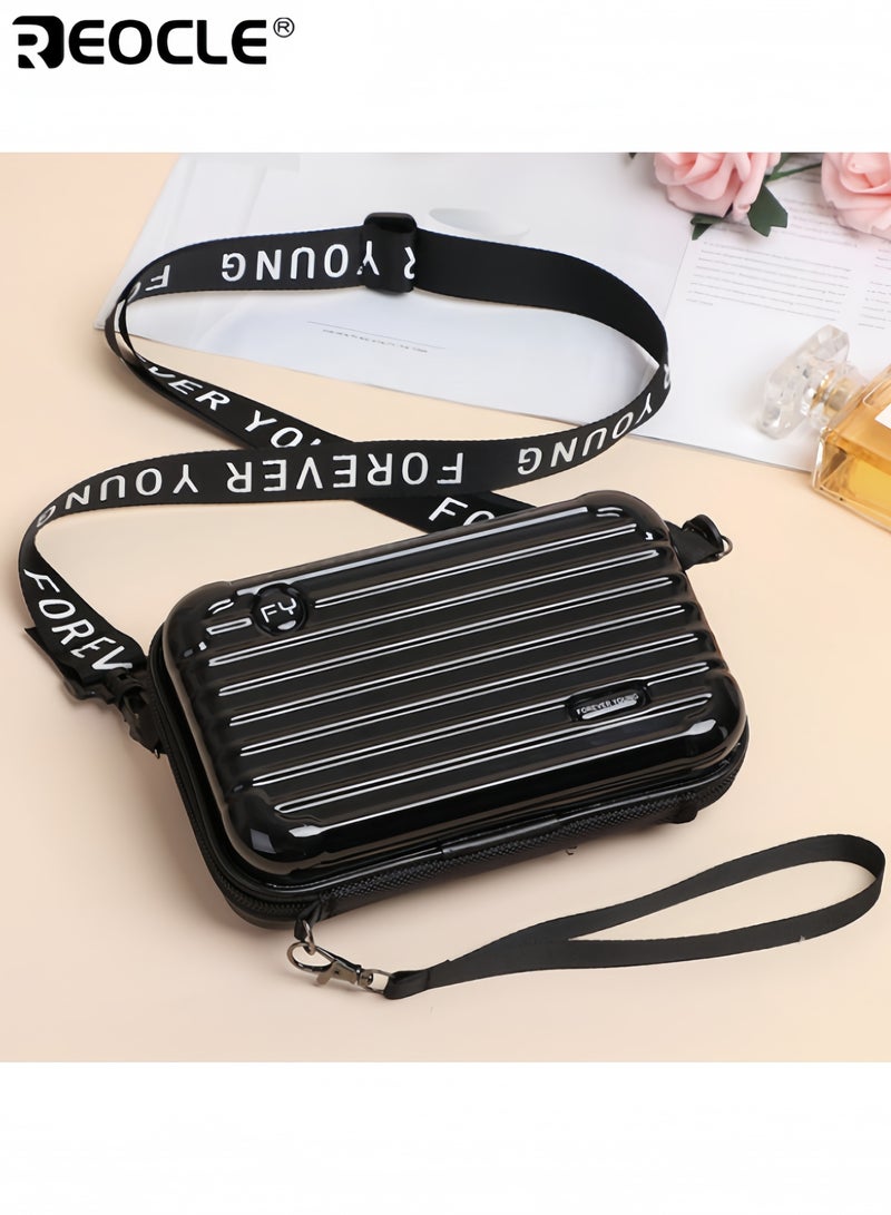 REOCLE Crossbody Bag Mini Suitcase Crossbody Handbag Small Cell Phone Purse Hard Shell with Adjustable Strap Casual Messenger Bags Waterproof Satchels for Unisex - Image 1