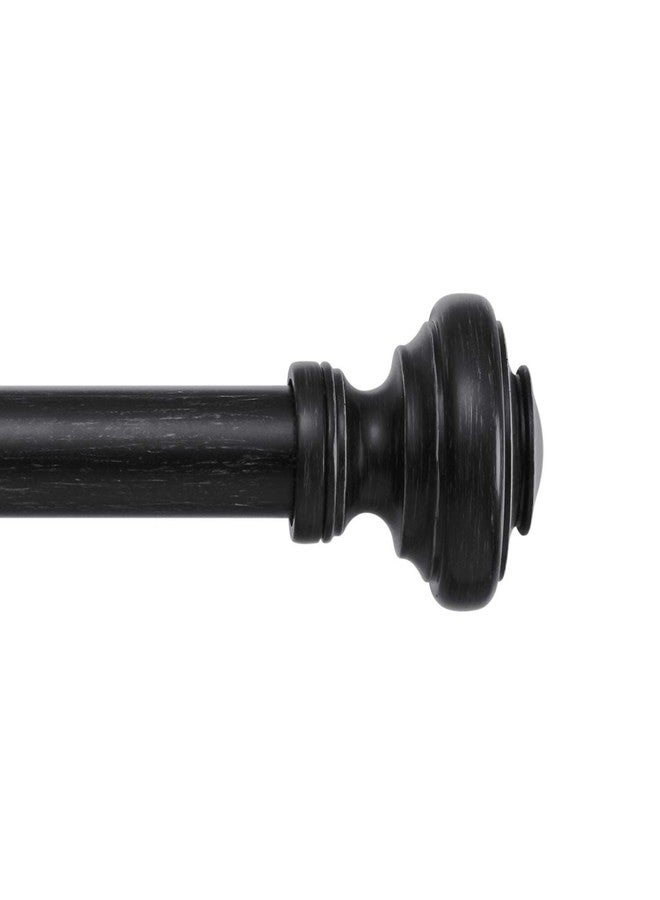 MODE Farmhouse Collection 1 1/8" Diameter Curtain Rod Set with Porch Doorknob Curtain Rod Finials and Steel Wall Mounted Adjustable Curtain Rod, Fits 72” to 144” Windows, Weathered Black - Image 1