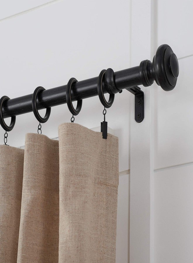 MODE Farmhouse Collection 1 1/8" Diameter Curtain Rod Set with Porch Doorknob Curtain Rod Finials and Steel Wall Mounted Adjustable Curtain Rod, Fits 72” to 144” Windows, Weathered Black - Image 3