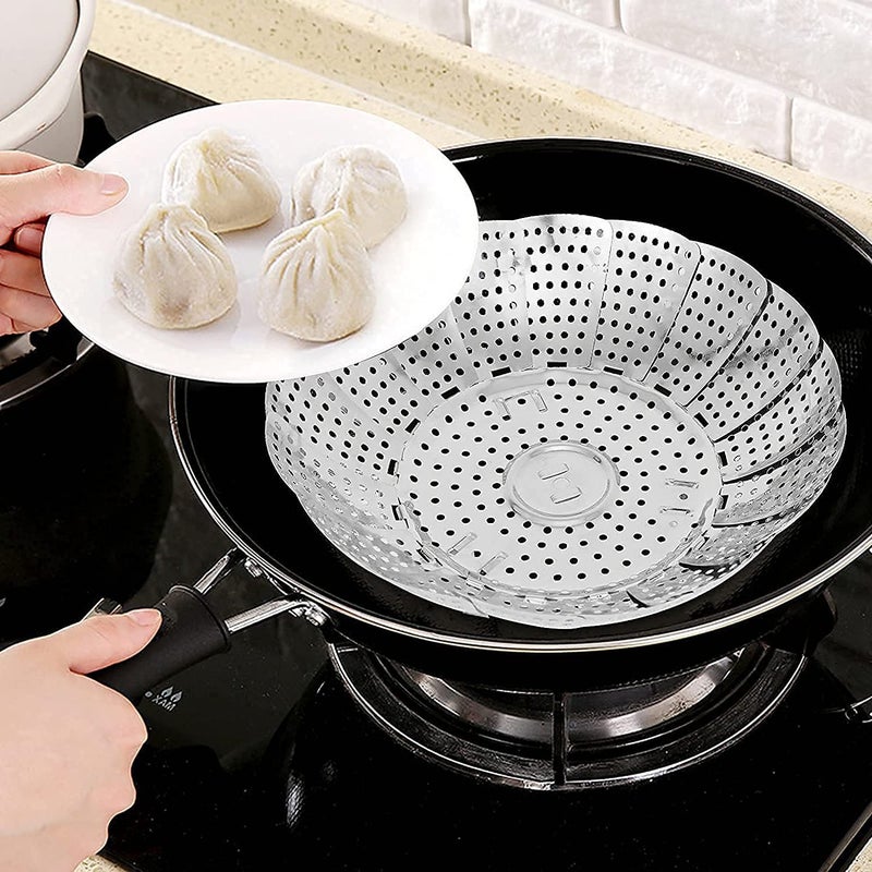 JEJDA Steamer Basket Stainless Steel Steamer Basket for Vegetable/Insert for Pots, Pans steam boiling | Foldable Vegetable Steamer for Cooking to Fits Various - Image 2