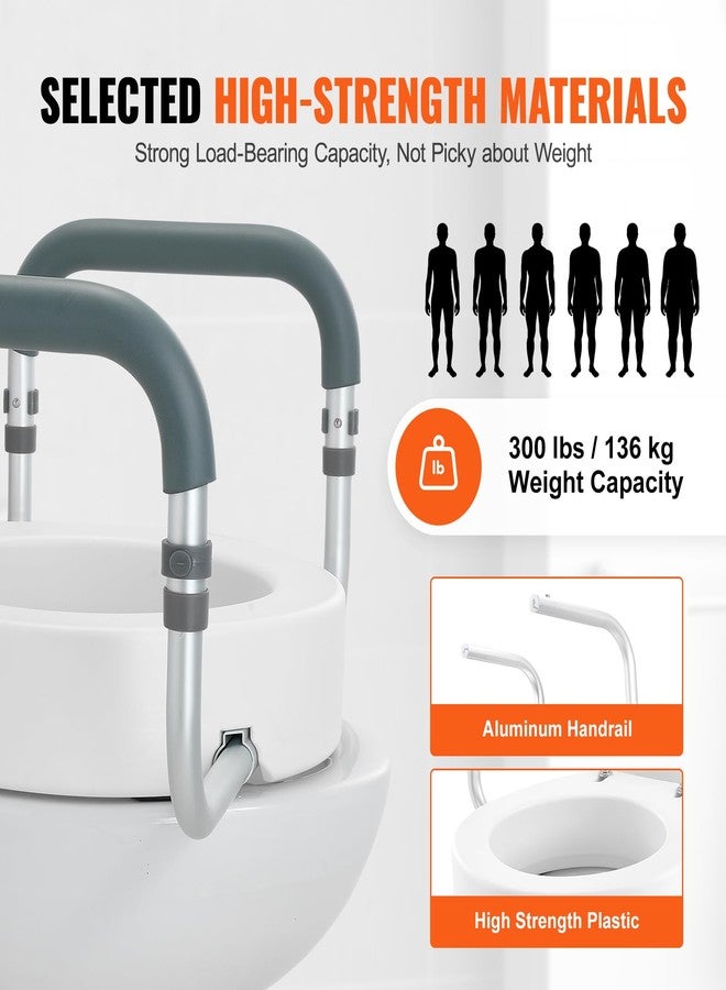 VEVOR Raised Toilet Seat, 3.5" Height Raised, 300 lbs Weight Capacity, for Standard Round Toilet, Aluminum Handrail, with EVA Armrest Padding, for Elderly, Handicap, Patient, Pregnant, Medical - Image 5