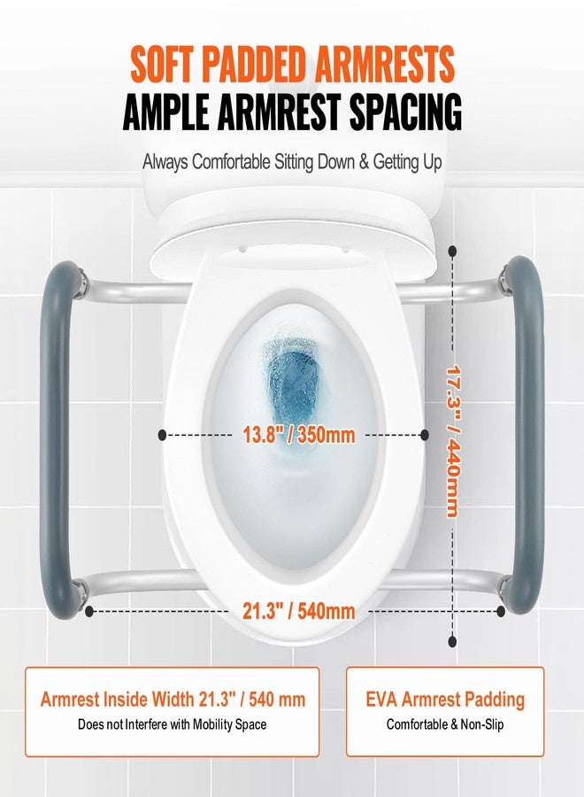 VEVOR Raised Toilet Seat, 3.5" Height Raised, 300 lbs Weight Capacity, for Standard Round Toilet, Aluminum Handrail, with EVA Armrest Padding, for Elderly, Handicap, Patient, Pregnant, Medical - Image 4