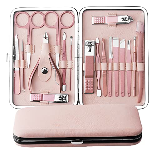 Aceoce Manicure Sets For Women Gift Manicure set Prosesional Nail Clippers Manicure Kit Pedicure Kit 18 in 1 Aceoce Luxury Manicure Pedicure Set kit Travel Gifts Choice for Women Mother Men 