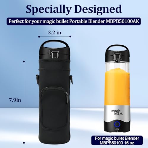 NUENSS-ROR Portable Blender Carrying Case Bag for Magic Bullet Portable Blender (MBPB50100 MBPB50100W MBPB50100FP MBPB50100AK), Storage Sleeve Bag for blender with Shoulder Strap and Pocket (Black) - Image 4