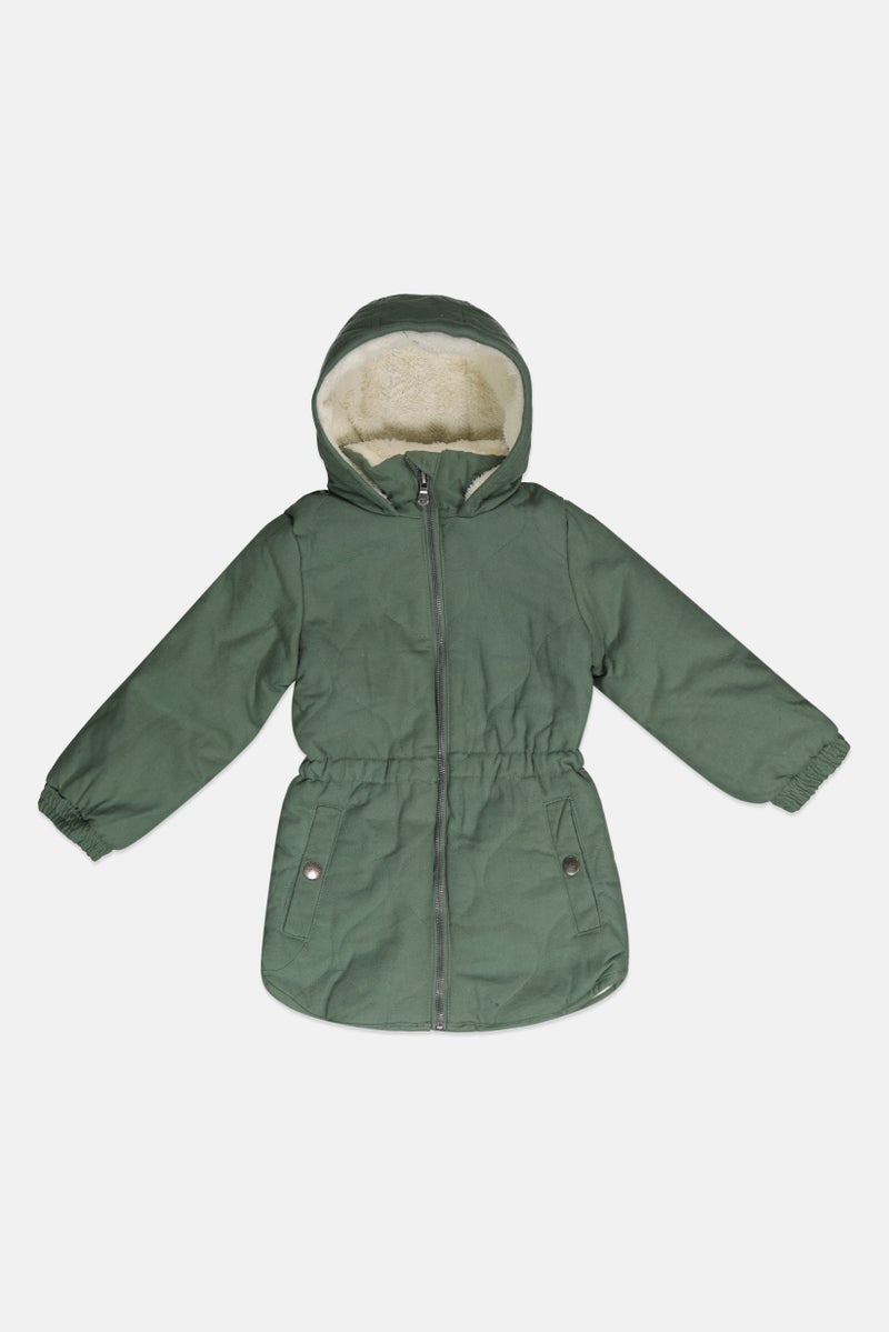 Bass Creek Outfitters Kids Girl Solid Hooded Jacket, Sage Green - Image 1