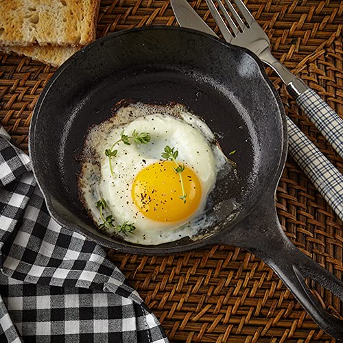 MOZUVE 6 Inch Cast Iron Skillet, Frying Pan with Drip-Spouts, Pre-seasoned Oven Safe Cookware, Camping Indoor and Outdoor Cooking, Grill Safe, Restaurant Chef Quality - Image 4