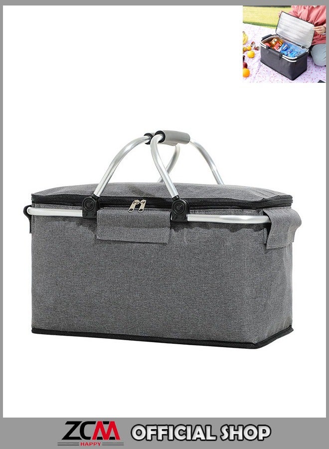 ZCM-HAPPY Outdoor Thermal Insulation Picnic Basket Foldable Portable Storage Basket - Image 1