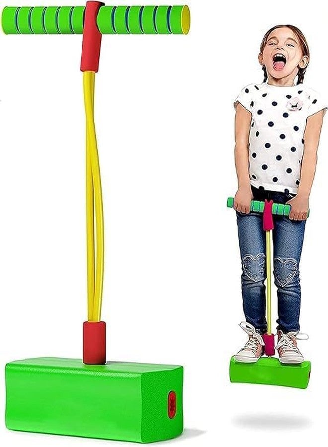 Fruhrer Pogo Jumper for Kids Fun Toys Autistic Fun Sports Games Presents for Kids Grow Taller in Jumping Game Outdoor Toys for Toddlers Garden Toys Boys Girl Gifts Pogo Jump Makes Pop Sounds (Green) - Image 1