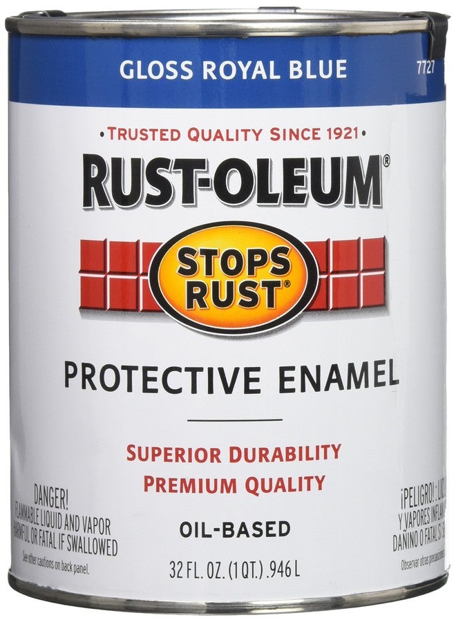 Rust-Oleum 7727502 Stops Rust Brush On Paint, Quart, Gloss Royal Blue, (Pack of 1) - Image 1