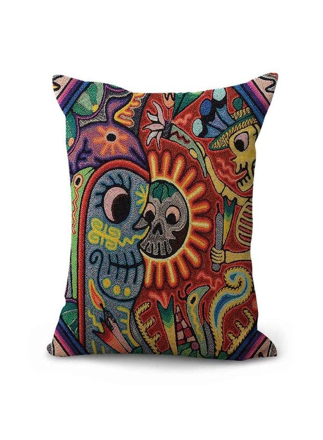 ArtSocket Set of 4 Linen Throw Pillow Covers Mexican Huichol Decorative Pillow Cases Home Decor Square 18x18 inches Pillowcases - Image 5