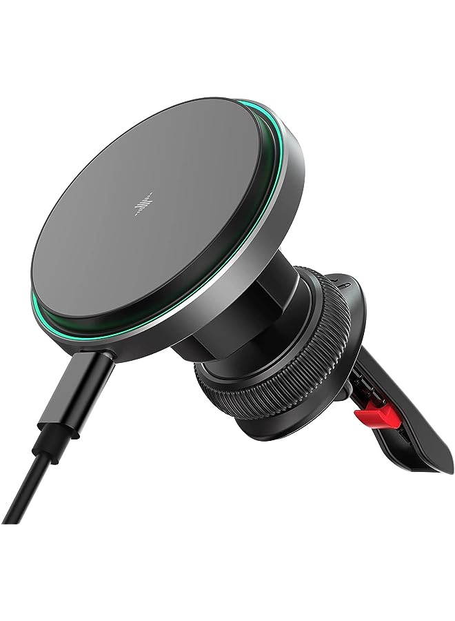 Excefore Magnetic Wireless Car Charger with Cooling Fan, Magnets Automatically Aligns The Phone, Compatible with car Mount Charger, Compatible with iPhone 13/12 Series Phones and Magnetic Cases - Image 1
