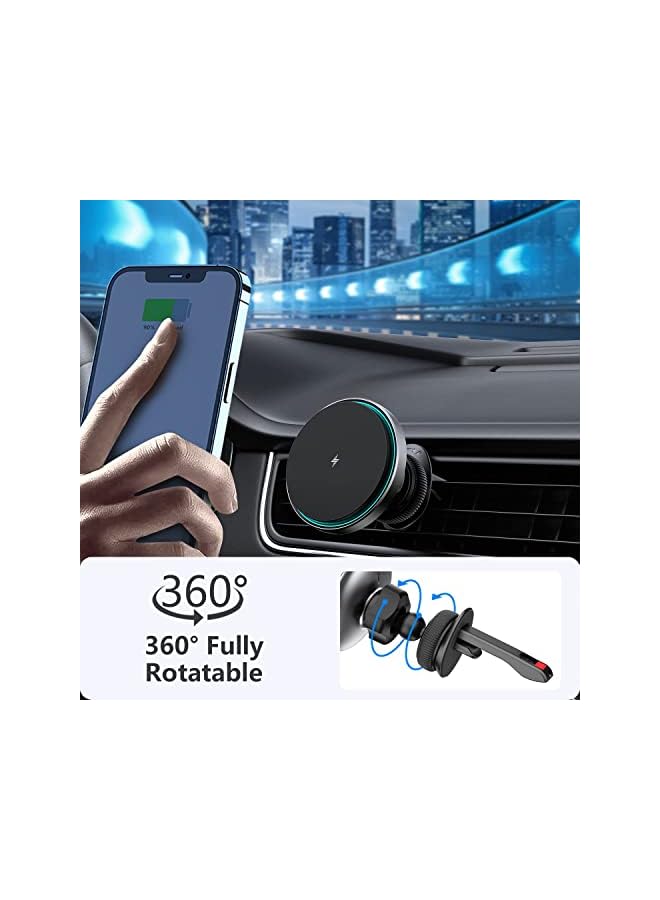 Excefore Magnetic Wireless Car Charger with Cooling Fan, Magnets Automatically Aligns The Phone, Compatible with car Mount Charger, Compatible with iPhone 13/12 Series Phones and Magnetic Cases - Image 2