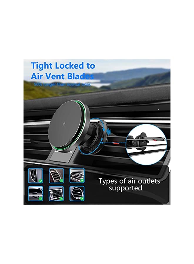 Excefore Magnetic Wireless Car Charger with Cooling Fan, Magnets Automatically Aligns The Phone, Compatible with car Mount Charger, Compatible with iPhone 13/12 Series Phones and Magnetic Cases - Image 3