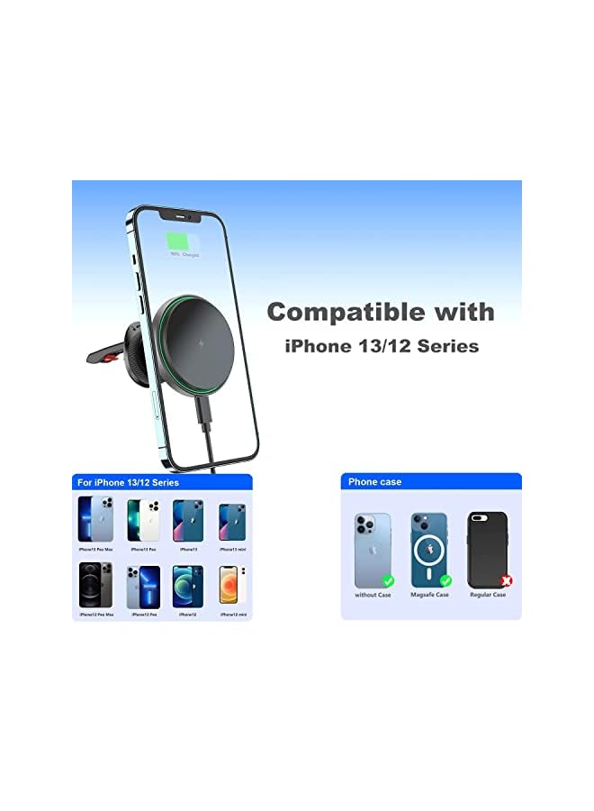 Excefore Magnetic Wireless Car Charger with Cooling Fan, Magnets Automatically Aligns The Phone, Compatible with car Mount Charger, Compatible with iPhone 13/12 Series Phones and Magnetic Cases - Image 5