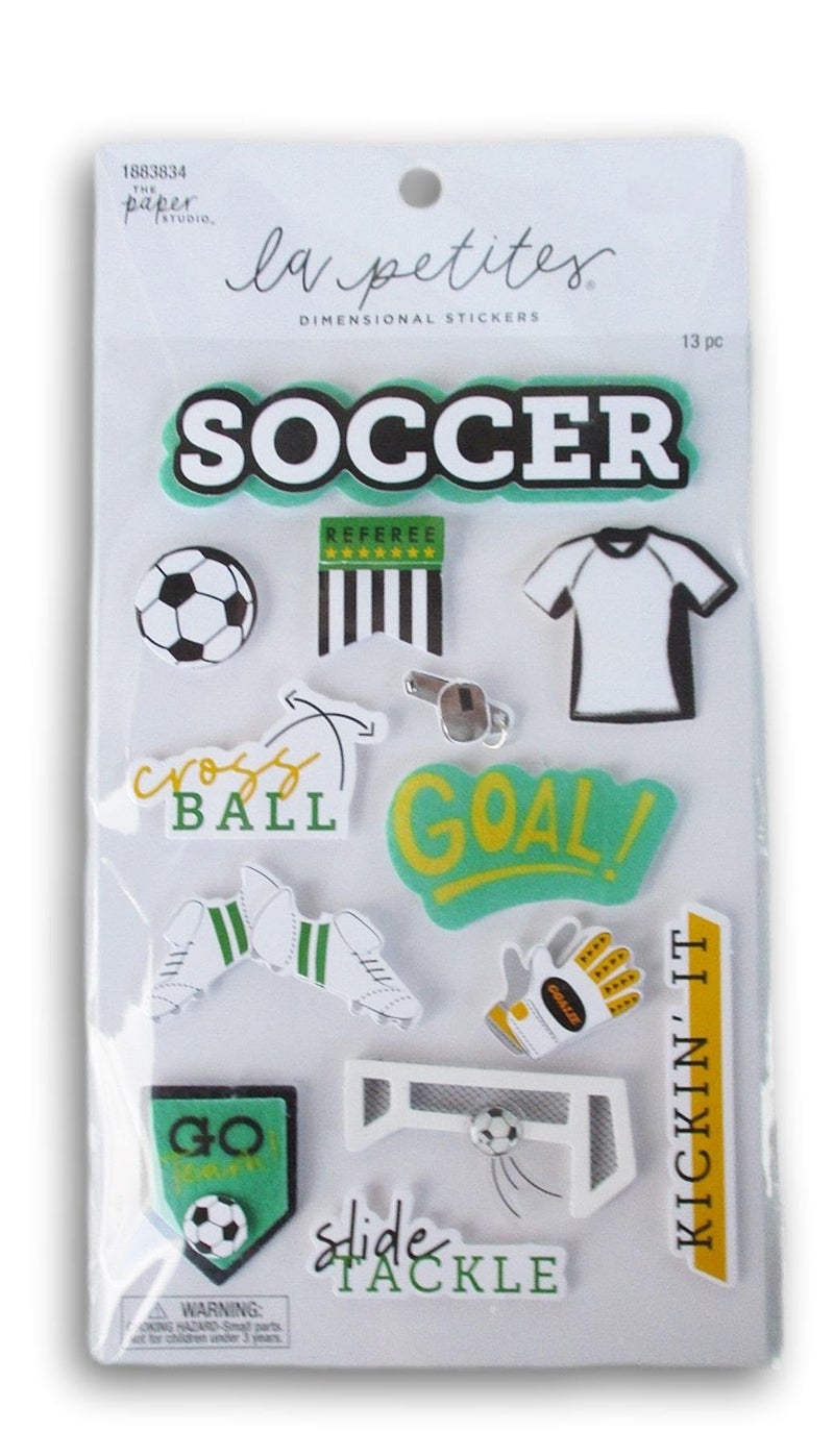 3D Soccer Stickers for Journaling Scrapbooking Cardmaking Arts Crafts 13 Pieces