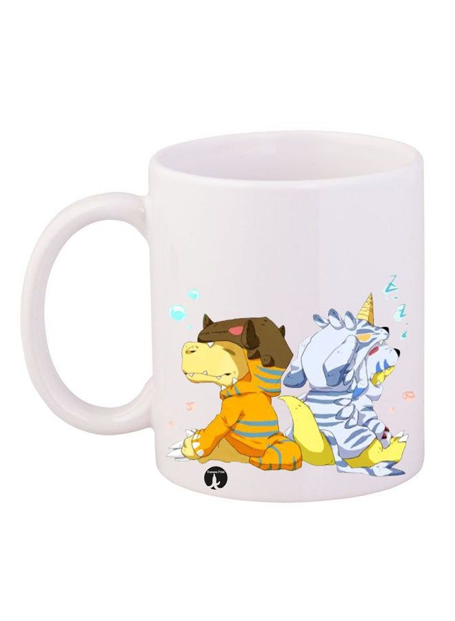 RKN Anime Digimon Printed Mug White/Yellow/Brown 12ounce - Image 2