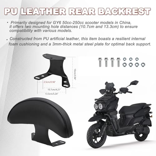 Minho C Type Motorcycle Rear Backrest PU Leather Passenger Back Support Fits GY6 50cc250cc Chinese Scooter Moped - Image 3