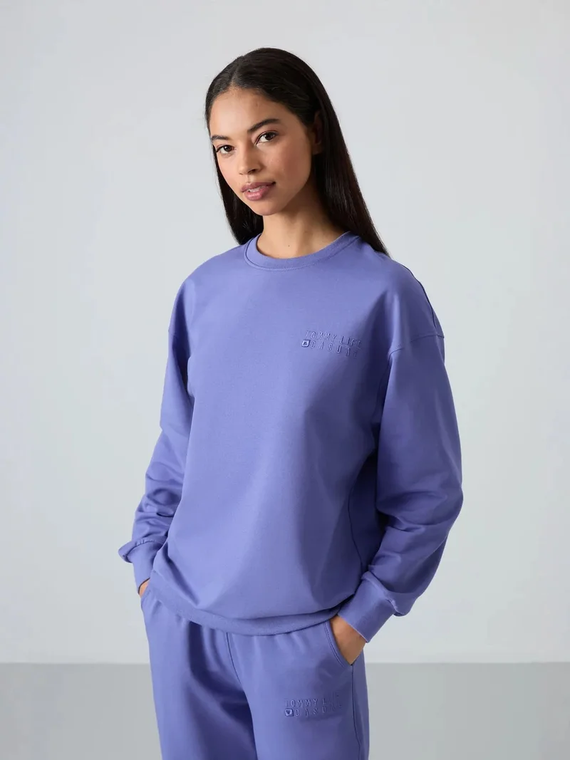 TOMMYLIFE TOMMY Oversized Crew Neck Sweatshirt and Pants Set
