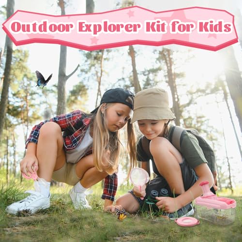 Funsland Bug Catcher Kit for Kids 17 PCS Outdoor Explorer Kit Insect Catching Toys Nature Adventure Set for Boys 3 4 5 6 7 8 Year Old Pink - Image 5