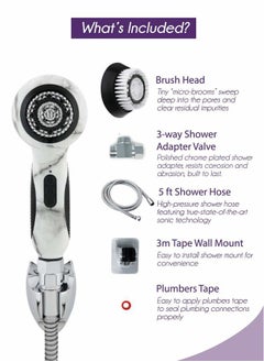 MICHAEL TODD BEAUTY Michael Todd Beauty Hydrojet – Pore-Purifying, Facial Cleansing System - 6-Speed Detoxifying Brush for All Skin Types - 3-Way Diverter, Shower Mount, 5' Shower Hose, Plumbers Tape & USB Charger  - Image 3