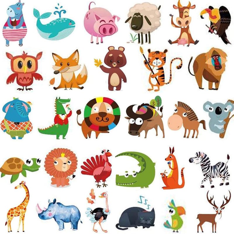 Ooopsiun Ooopsiun Zoo Animals Temporary Tattoos for Kids- 100 Tattoos, Animals Birthday Party Decorations Supplies Favors for Kids Boys Girls